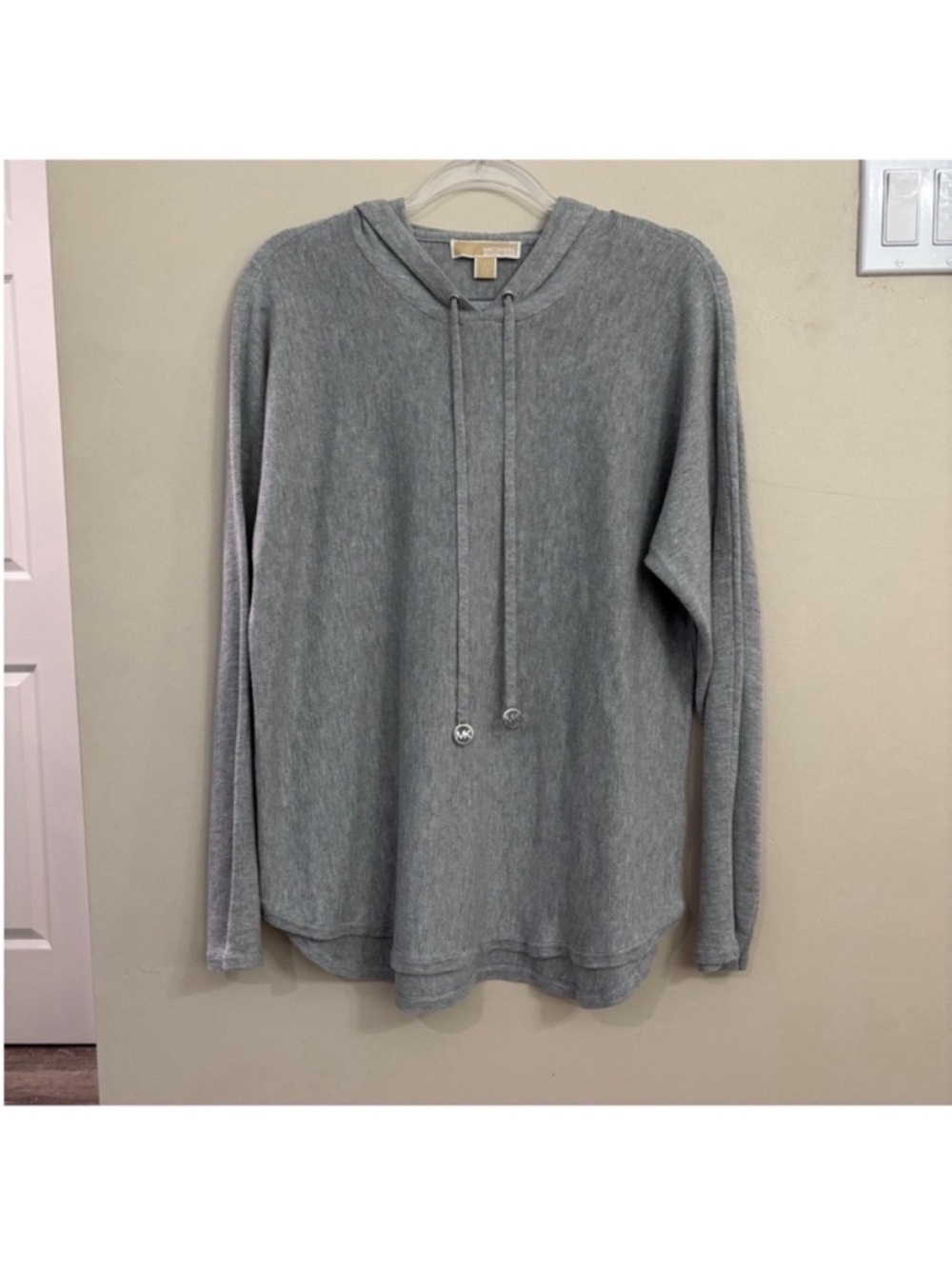 Michael Kors lightweight Gray Hooded Knit Pullover